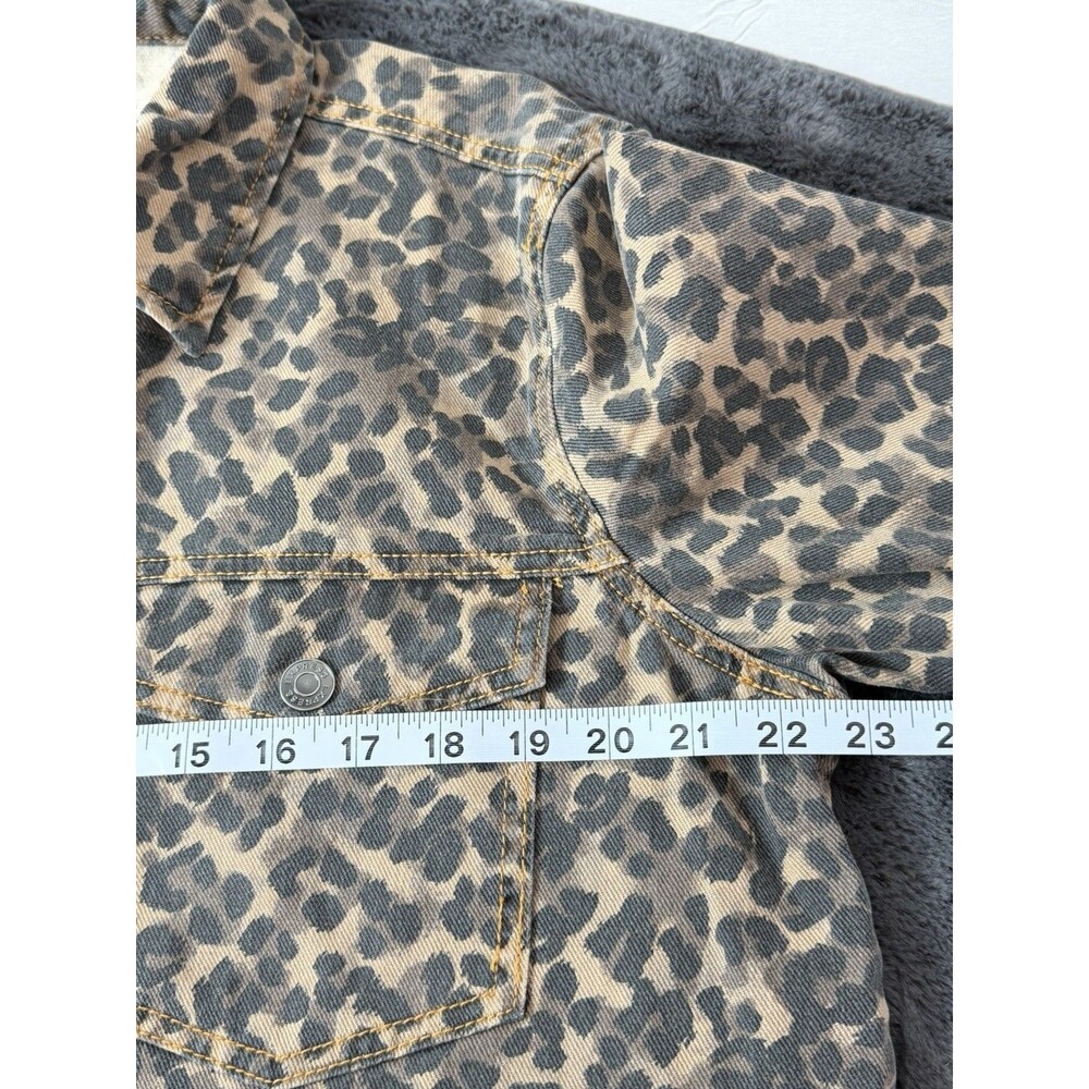Express Women’s Denim Jacket Size Large Leopard Print Brown Black NWT Cotton - Picture 6 of 12
